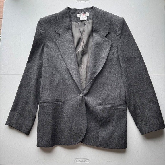 Vtg 100% New Wool Walker Lane Yugoslavia Grey Blazer Jacket 12 Academia Preppy